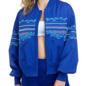 Body&Sol Blue Women's Bomber Jacket/Windbreaker with Embroidery Size XL